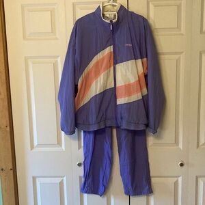 Vtg Adidas Originals women’s  tracksuit LG purple coral white  80's`90's rare